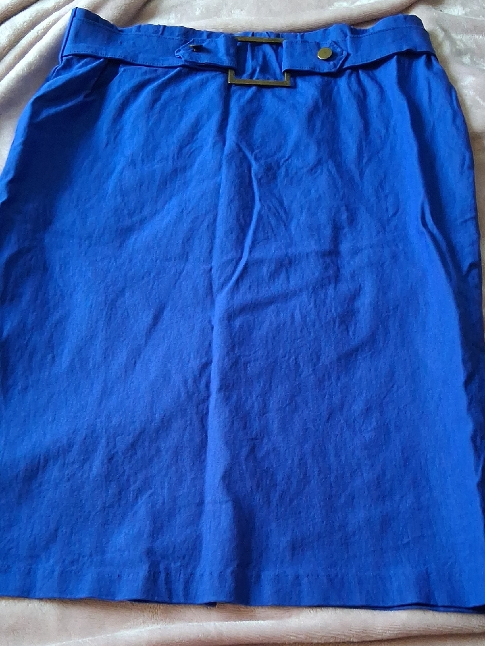 Ashley Blue Royal Blue Belted Pencil Skirt